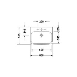 Duravit Happy D.2 Waschtisch 505x650x170mm, Weiß Hochglanz, Rechteckig, 1 WP/HL mit... DURAVIT-2318650027 4021534861321 (Abb. 1)