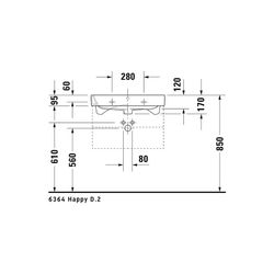 Duravit Happy D.2 Waschtisch 505x650x170mm, Weiß Hochglanz, Rechteckig, 1 WP/HL mit... DURAVIT-2318650027 4021534861321 (Abb. 1)