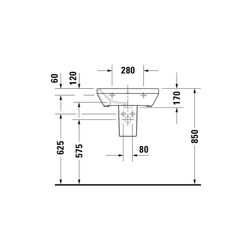 Duravit DuraStyle Waschtisch 440x550x170mm wandh. Weiß Hochglanz, Rechteckig, Wond... DURAVIT-23195500001 4021534850998 (Abb. 1)
