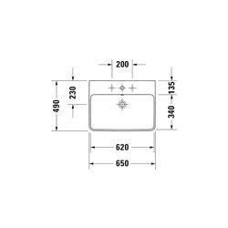 Duravit ME by Starck Waschtisch 490x650x180mm wandhäng., Weiß Hochglanz, Rechteckig... DURAVIT-2335650000 4021534966613 (Abb. 1)