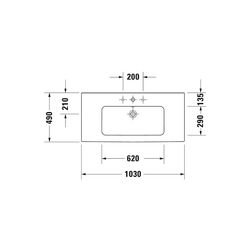 Duravit ME by Starck Waschtisch 490x1030x175mm, WonderGliss, Weiß SDM, Rechteckig,... DURAVIT-23361032601 4053424892870 (Abb. 1)