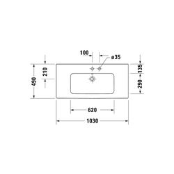 Duravit ME by Starck Waschtisch 490x1030x175mm, WonderGliss, Weiß SDM, Rechteckig,... DURAVIT-23361032601 4053424892870 (Abb. 1)