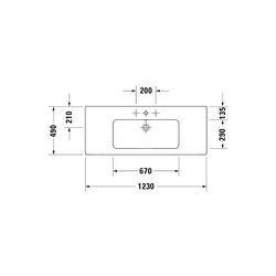 Duravit ME by Starck Waschtisch 490x1230x180mm WonderGliss Weiß Hochglanz, Rechtec... DURAVIT-23361200001 4053424052076 (Abb. 1)