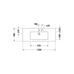 Duravit ME by Starck Waschtisch 490x1230x180mm WonderGliss Weiß Hochglanz, Rechtec... DURAVIT-23361200001 4053424052076 (Abb. 1)