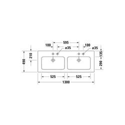 Duravit ME by Starck Doppelwaschtisch 490x1300x180mm wh, Weiß SM, Rechteckig, Wond... DURAVIT-23361332601 4053424892993 (Abb. 1)