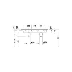Duravit ME by Starck Doppelwaschtisch 490x1300x180mm wh, Weiß SM, Rechteckig, Wond... DURAVIT-23361332601 4053424892993 (Abb. 1)
