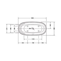Duravit Cape Cod Badewanne 507x885x1855mm, Mattweiß, Oval, Freistehend, 2 Rück... DURAVIT-700330000000000 4021534894008 (Abb. 1)