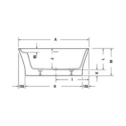 Duravit Cape Cod Badewanne 510x900x1900mm, Mattweiß, Halbrund, Vorwand, 1 Rück... DURAVIT-700364000000000 4021534986475 (Abb. 1)