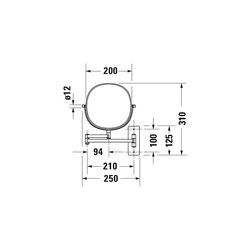 Duravit D-Code Kosmetikspiegel 330x203x310mm, Chrom, Optische Vergrößerung 3-fach, ... DURAVIT-0099121000 4021534389276 (Abb. 1)