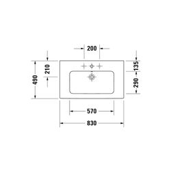 Duravit ME by Starck Waschtisch 490x830x180mm, Weiß Hochglanz, Rechteckig, 1 Waschp... DURAVIT-2336830000 4021534966538 (Abb. 1)