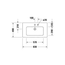 Duravit ME by Starck Waschtisch 490x830x180mm, Weiß Hochglanz, Rechteckig, 1 Waschp... DURAVIT-2336830000 4021534966538 (Abb. 1)