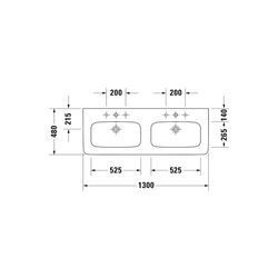 Duravit DuraStyle Doppelwaschtisch 480x1300x170mm wh, Weiß Hochglanz, Rechteckig, 2... DURAVIT-2338130000 4021534984631 (Abb. 1)