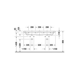 Duravit DuraStyle Doppelwaschtisch 480x1300x170mm wh, Weiß Hochglanz, Rechteckig, 2... DURAVIT-2338130000 4021534984631 (Abb. 1)