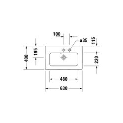 Duravit ME by Starck Waschtisch 400x630x180mm, Compact, Weiß SDM, Rechteckig, 1 Was... DURAVIT-2342633260 4053424893167 (Abb. 1)