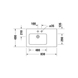 Duravit ME by Starck Waschtisch 490x830x180mm, Weiß Seidenmatt, Rechteckig, 1 Wasch... DURAVIT-2345833260 4053424893327 (Abb. 1)