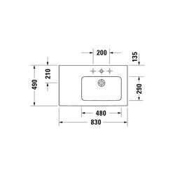 Duravit ME by Starck Waschtisch 490x830x180mm, Weiß Seidenmatt, Rechteckig, 1 Wasch... DURAVIT-2346833260 4053424893389 (Abb. 1)