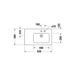 Duravit ME by Starck Waschtisch 490x830x180mm, Weiß Seidenmatt, Rechteckig, 1 Wasch... DURAVIT-2346833260 4053424893389 (Abb. 1)