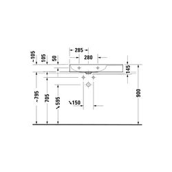 Duravit DuraSquare Waschtisch 470x800x145mm, WonderGliss, Weiß Hochglanz, Rechteck... DURAVIT-23488000701 4053424611549 (Abb. 1)