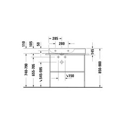Duravit DuraSquare Metallkonsole 451x865x740-790mm variabel, Mattschwarz, bodensteh... DURAVIT-0031114600 4053424506418 (Abb. 1)