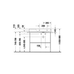 Duravit DuraSquare Metallkonsole 451x865x740-790mm variabel, Mattschwarz, bodensteh... DURAVIT-0031114600 4053424506418 (Abb. 1)
