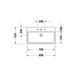 Duravit Vero Air Waschtisch 470x800x165mm wandhäng., Weiß Hochglanz, Rechteckig, 1 ... DURAVIT-2350800000 4053424120911 (Abb. 1)