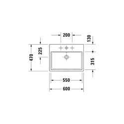 Duravit Vero Air Aufsatzbecken 600mm, Weiß Hochglanz, WonderGliss, Rechteckig, mit... DURAVIT-23526000701 4053424139494 (Abb. 1)