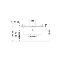 Duravit DuraSquare Metallkonsole 451x1063x400mm, Mattschwarz, unter Waschtisch mit ... DURAVIT-0031044600 4053424418360 (Abb. 1)