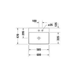 Duravit DuraSquare Waschtisch470x600x145mm wandh. Weiß Hochglanz, Rechteckig, DuraC... DURAVIT-2353600041 4053424151076 (Abb. 1)