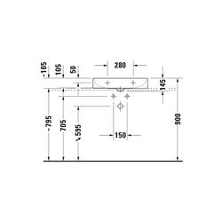 Duravit DuraSquare Waschtisch470x600x145mm wandh. Weiß Hochglanz, Rechteckig, DuraC... DURAVIT-2353600041 4053424151076 (Abb. 1)
