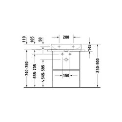 Duravit DuraSquare Metallkonsole 451x665x740-790mm variabel, Mattschwarz, bodensteh... DURAVIT-0031014600 4053424418216 (Abb. 1)