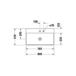 Duravit DuraSquare Waschtisch 470x800x145mm, DuraCeram, Weiß Hochglanz, Rechteckig,... DURAVIT-2353800071 4053424502731 (Abb. 1)