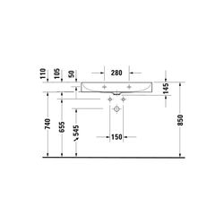 Duravit DuraSquare Waschtisch 470x800x145mm, DuraCeram, Weiß Hochglanz, Rechteckig,... DURAVIT-2353800071 4053424502731 (Abb. 1)