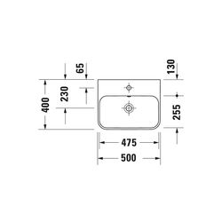 Duravit Happy D.2 Plus Aufsatzbecken 500mm, Weiß Hochglanz, WonderGliss, rechtecki... DURAVIT-23605000001 4053424896830 (Abb. 1)