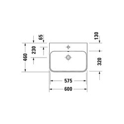 Duravit Happy D.2 Plus Aufsatzbecken 600mm, Weiß, WonderGliss, Rechteckig, mit HLB... DURAVIT-23606061601 4053424897028 (Abb. 1)