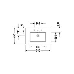 Duravit White Tulip Waschtisch 490x750x155mm, WonderGliss, Weiß Hochglanz, Rechtec... DURAVIT-23637500601 4053424913629 (Abb. 1)