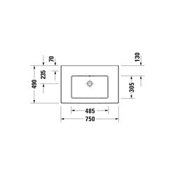 Duravit White Tulip Waschtisch 490x750x155mm, WonderGliss, Weiß Hochglanz, Rechtec... DURAVIT-23637500601 4053424913629 (Abb. 1)