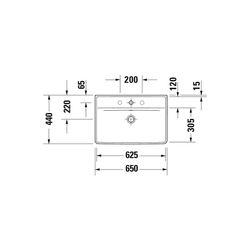 Duravit D-Neo Waschtisch 440x650x165mm wandhäng., Weiß Hochglanz, Rechteckig, 1 Was... DURAVIT-2366650000 4063382016607 (Abb. 1)