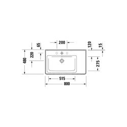 Duravit D-Neo Waschtisch 480x800x165mm, Weiß Hochglanz, Rechteckig, 1 Waschplatz L,... DURAVIT-2369800060 4063382016805 (Abb. 1)
