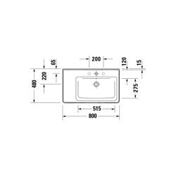 Duravit D-Neo Waschtisch 480x800x160mm, Weiß Hochglanz, Rechteckig, 1 Waschplatz R,... DURAVIT-2370800060 4063382016867 (Abb. 1)
