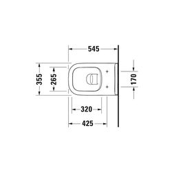 Duravit D-Code Wand-WC 545x355x360mm, Weiß Hochglanz, 4,5l, Tiefspüler, rimless, wa... DURAVIT-2570090000 4053424187761 (Abb. 1)
