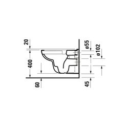 Duravit D-Code Wand-WC 545x355x360mm, Weiß Hochglanz, 4,5l, Tiefspüler, rimless, wa... DURAVIT-2570090000 4053424187761 (Abb. 1)