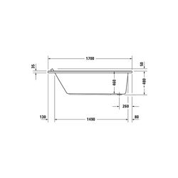 Duravit Starck Wannen Badewanne 480x800x1700mm, 186l, Weiß glänzend, Rechtecki... DURAVIT-700336000000000 4021534894695 (Abb. 1)