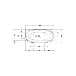 Duravit Cape Cod Badewanne 510x900x1900mm, Mattweiß, Halbrund, Ecke R, 1 Rücke... DURAVIT-700363000000000 4021534986468 (Abb. 1)