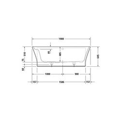 Duravit Cape Cod Badewanne 510x900x1900mm, Mattweiß, Halbrund, Vorwand, 1 Rück... DURAVIT-700364000000000 4021534986475 (Abb. 1)