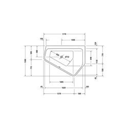 Duravit Paiova Badewanne 5 460x1300x1770mm, 205l, Weiß glänzend, Fünfeck, Ecke... DURAVIT-700395000000000 4021534992728 (Abb. 1)