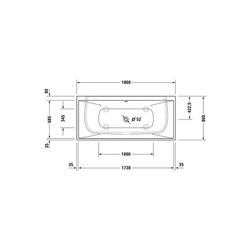 Duravit DuraSquare Badewanne 485x800x1800mm, 195l, Mattweiß, Rechteckig, Vorwa... DURAVIT-700429000000000 4053424179926 (Abb. 1)