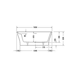 Duravit Cape Cod Badewanne 495x780x1650mm, Mattweiß, Oval, Freistehend, 2 Rück... DURAVIT-700459000000000 4063382014283 (Abb. 1)
