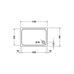 Duravit D-Code Duschwanne 750x1100x85mm, Rechteckig, Weiß glänzend, aus Sanitä... DURAVIT-720097000000000 4021534822803 (Abb. 1)