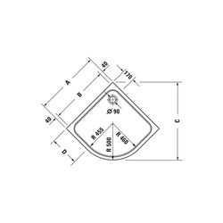 Duravit D-Code Duschwanne 900x900x85mm, Viertelkreis, Weiß glänzend, aus Sanit... DURAVIT-720108000000000 4021534824227 (Abb. 1)
