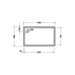 Duravit Starck Slimline Duschwanne 800x1300x60mm, Rechteckig, Weiß glänzend, a... DURAVIT-720235000000000 4053424689081 (Abb. 1)
